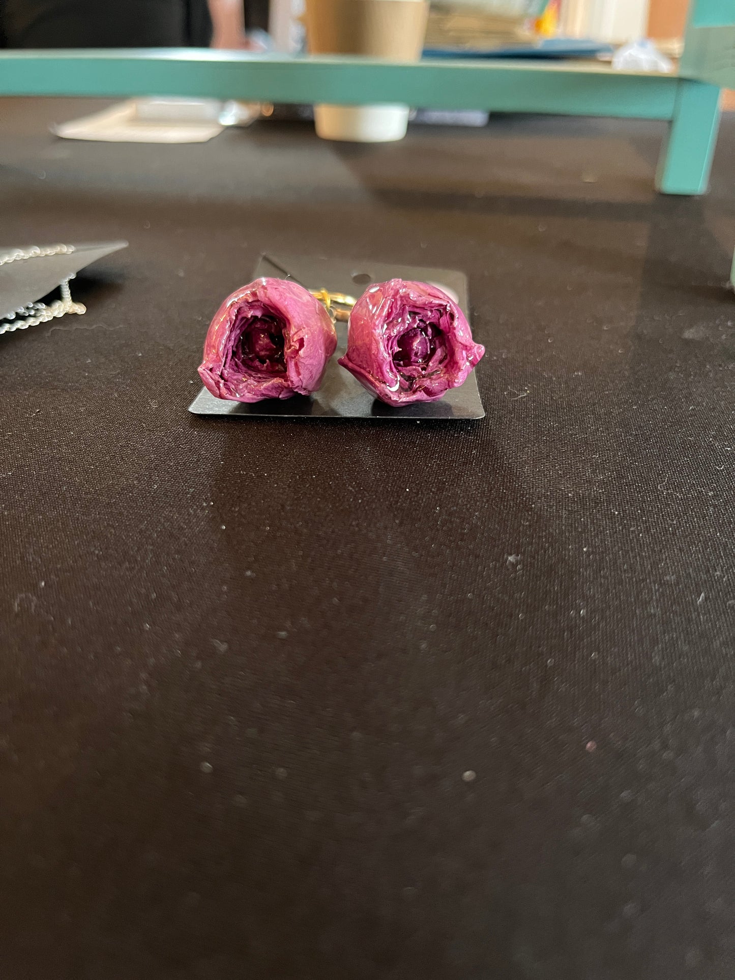 Pink Rose Blossom Earrings