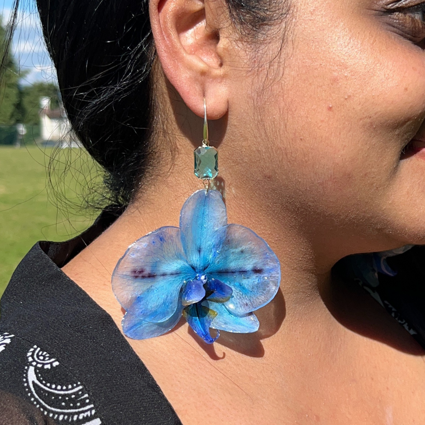 Real Blue Orchid Earrings