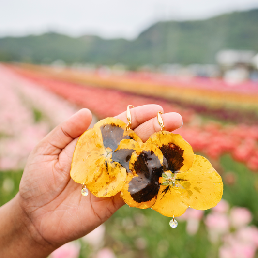 Yellow Pansy Earrings