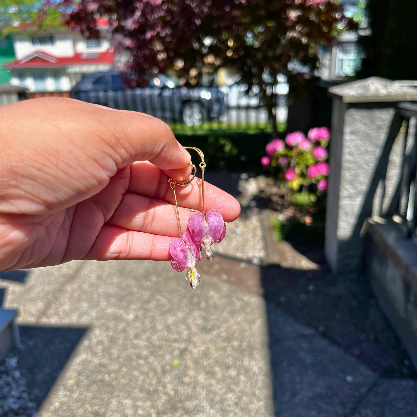 Bleeding Heart Flower Earrings