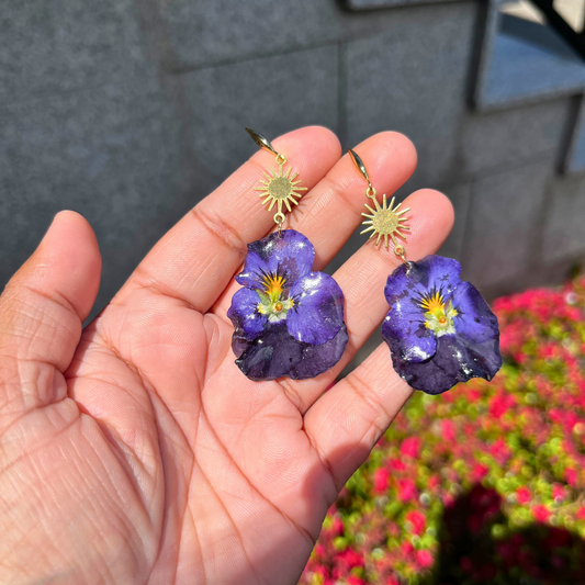 Purple Pansy Earrings