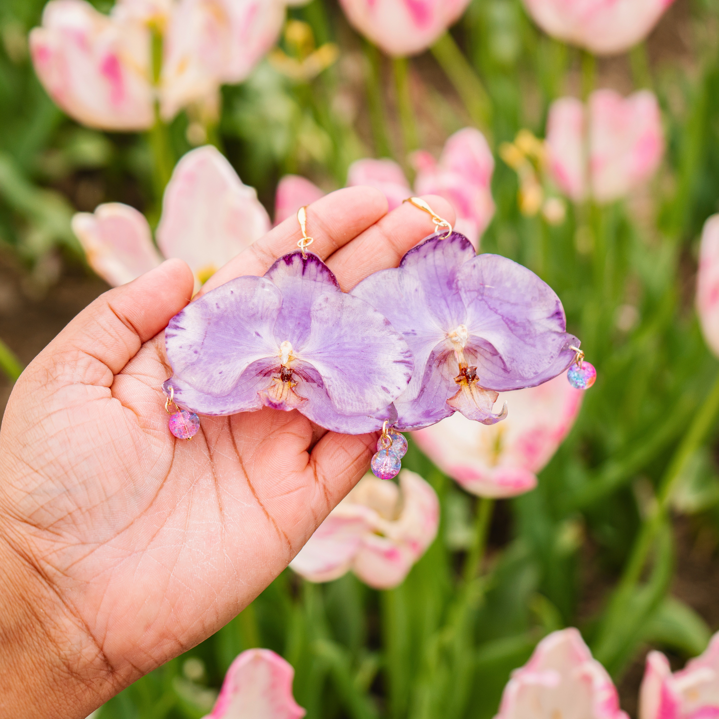 Large Lavender Orchid Earring