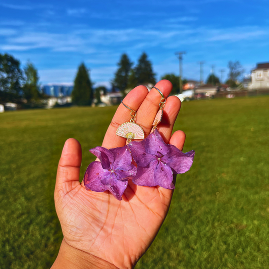 Purple/Pink Real Hydrangea earrings