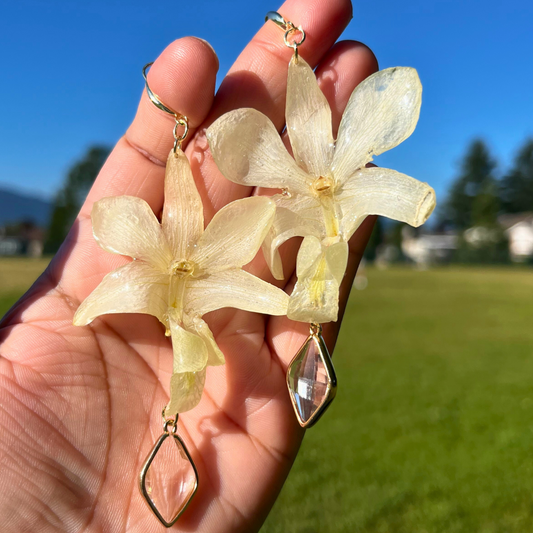 Real White Orchid - Bridal Earrings