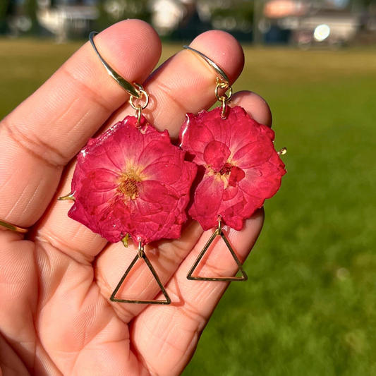 Red Rose Daisy Earring