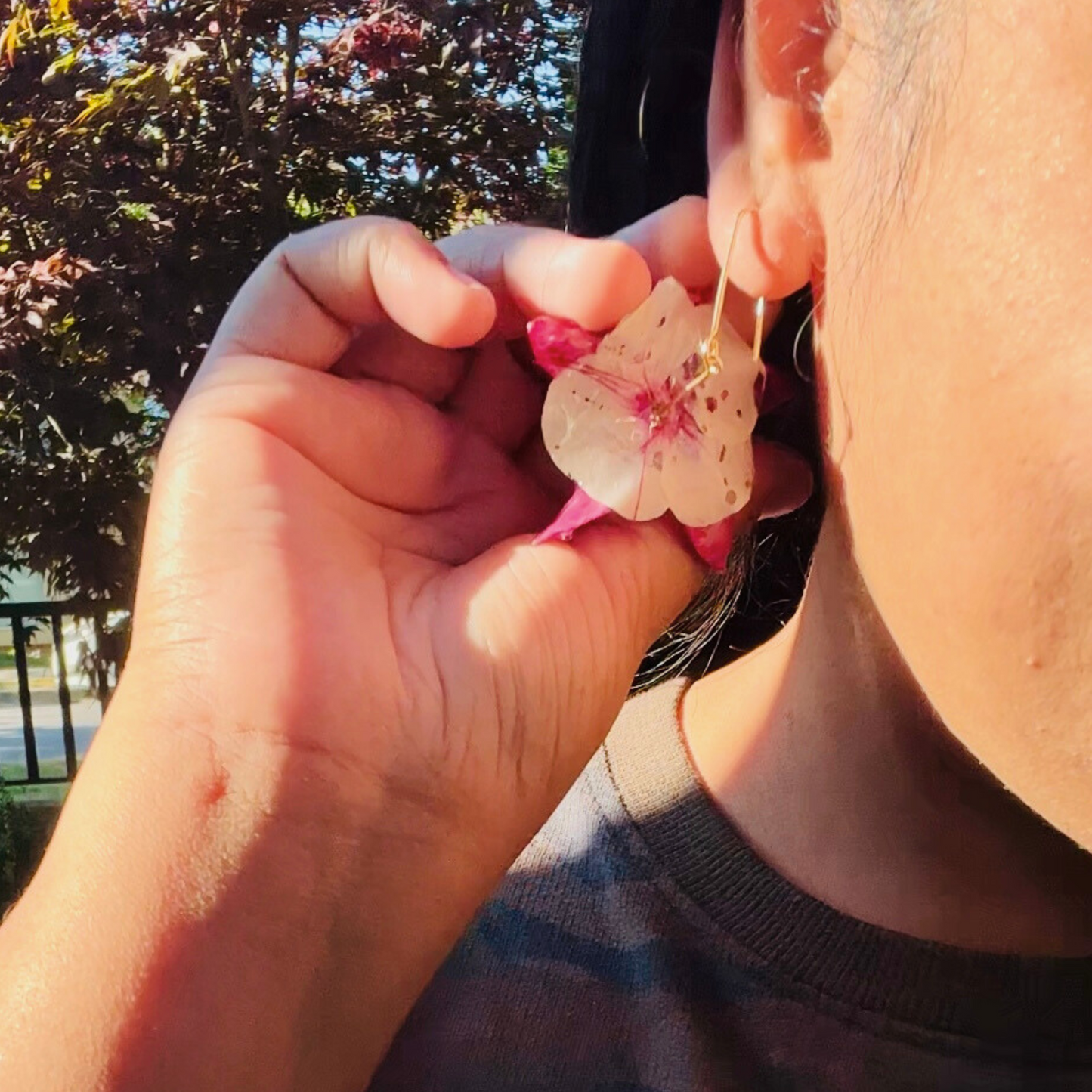 Fuchsia Earring with Tiny Vase