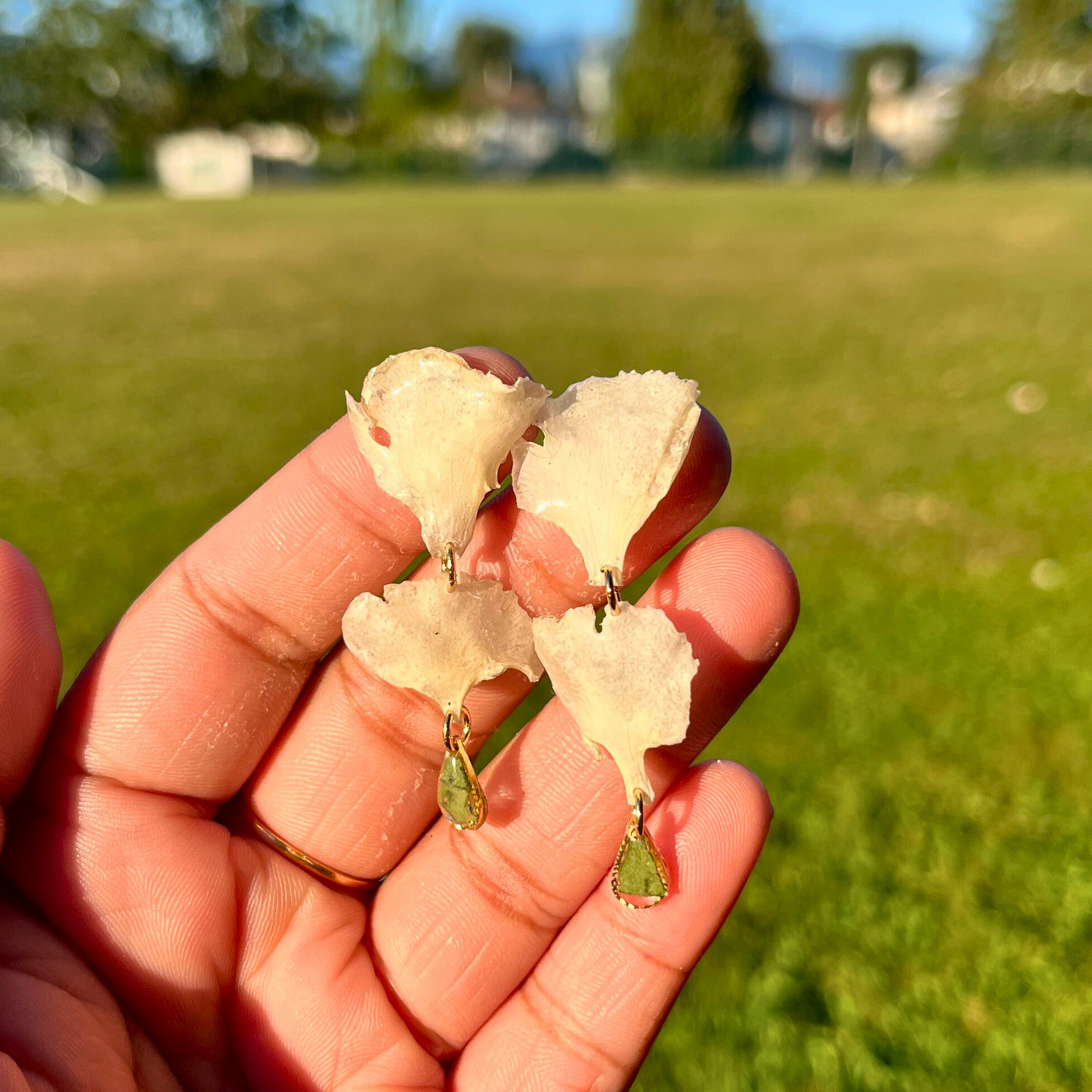 White Carnation Petal Earrings